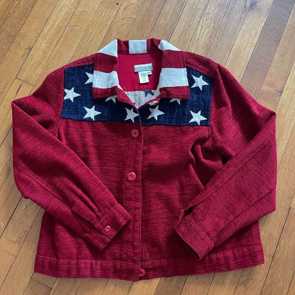Coldwater Creek Red Jacket with Patriotic Design